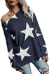 Sexy Navy Long Sleeve Star Bright T-shirt